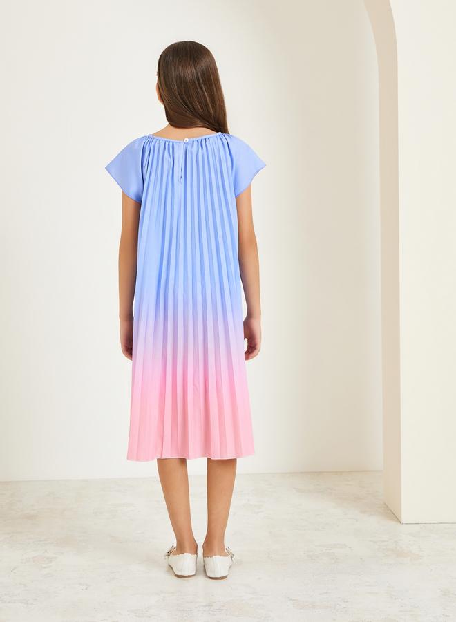 ستايلي فستان ميدي بحافة واسعة بكسرات - Image 4